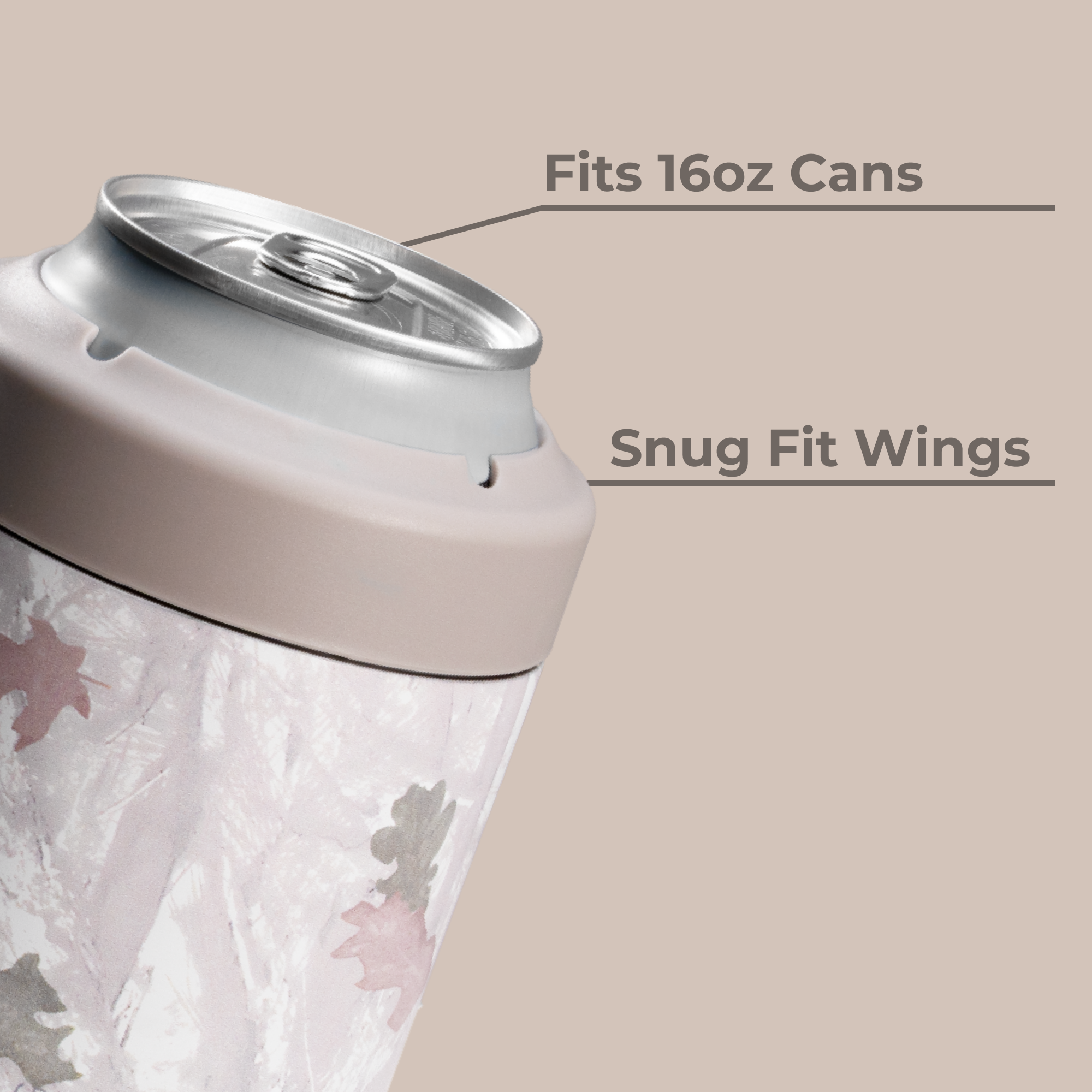 Camo Can Cooler Fits 16oz Cans with Snug Wings
