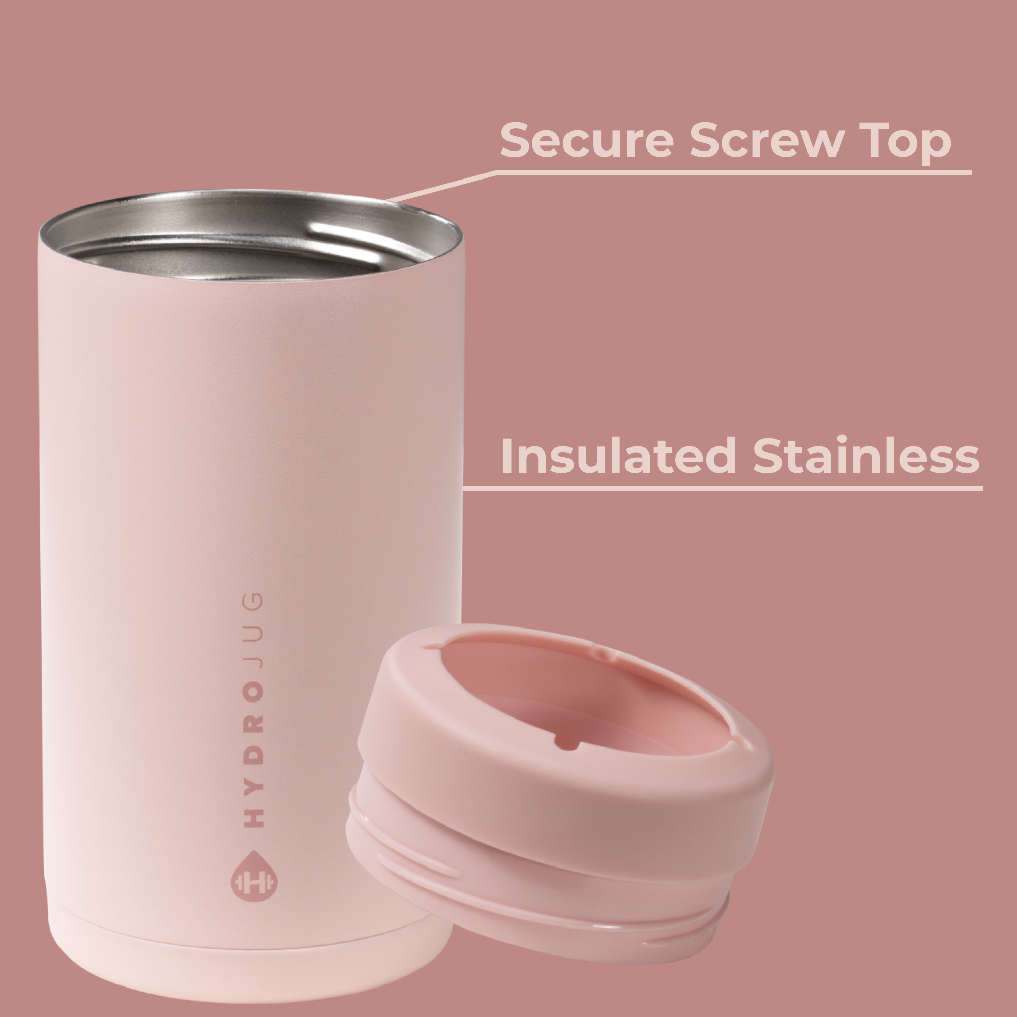 Dusty Rose Can Cooler 16oz Insulated Stainless with Screw Top