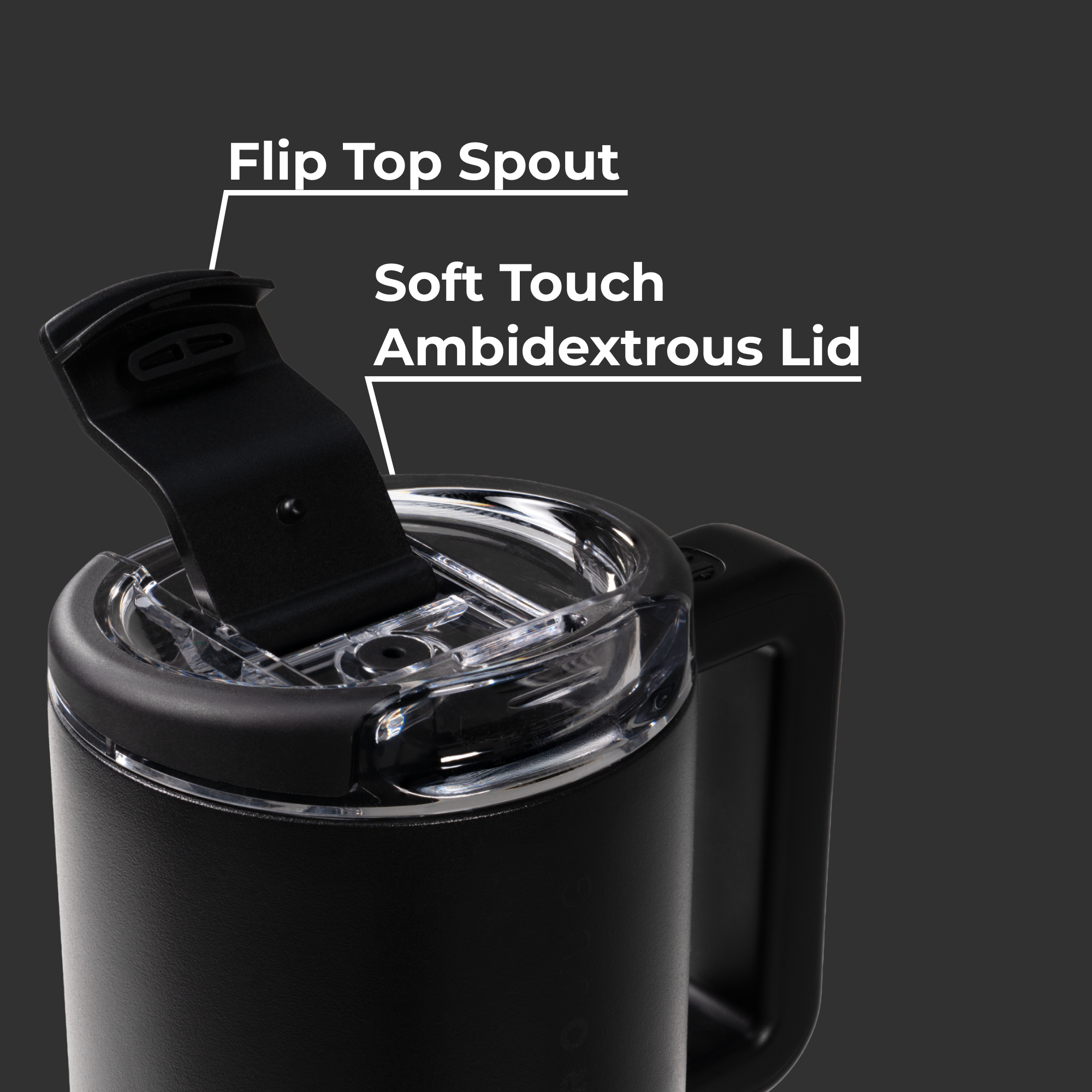 Black Coffee Traveler 20oz with Flip-Top Spout and Ambidextrous Lid