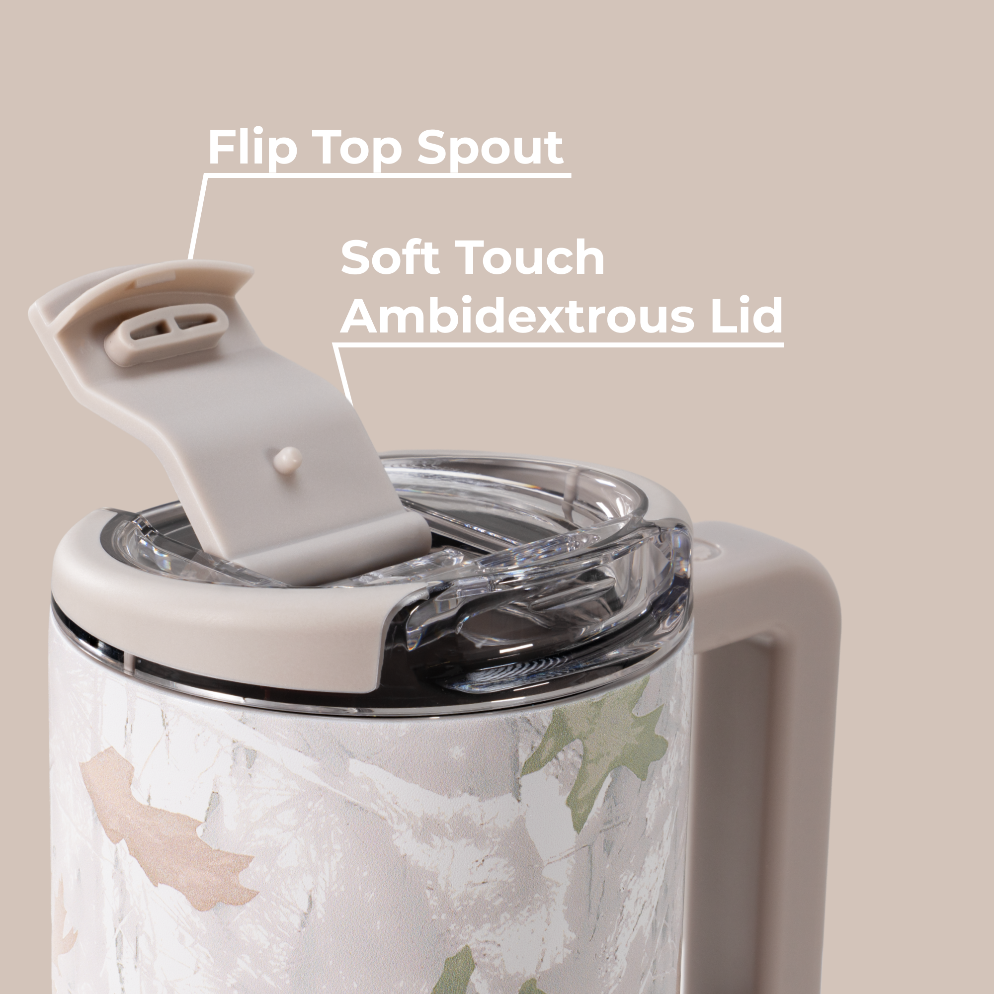 Camo Coffee Traveler 20oz with Flip-Top Spout and Ambidextrous Lid