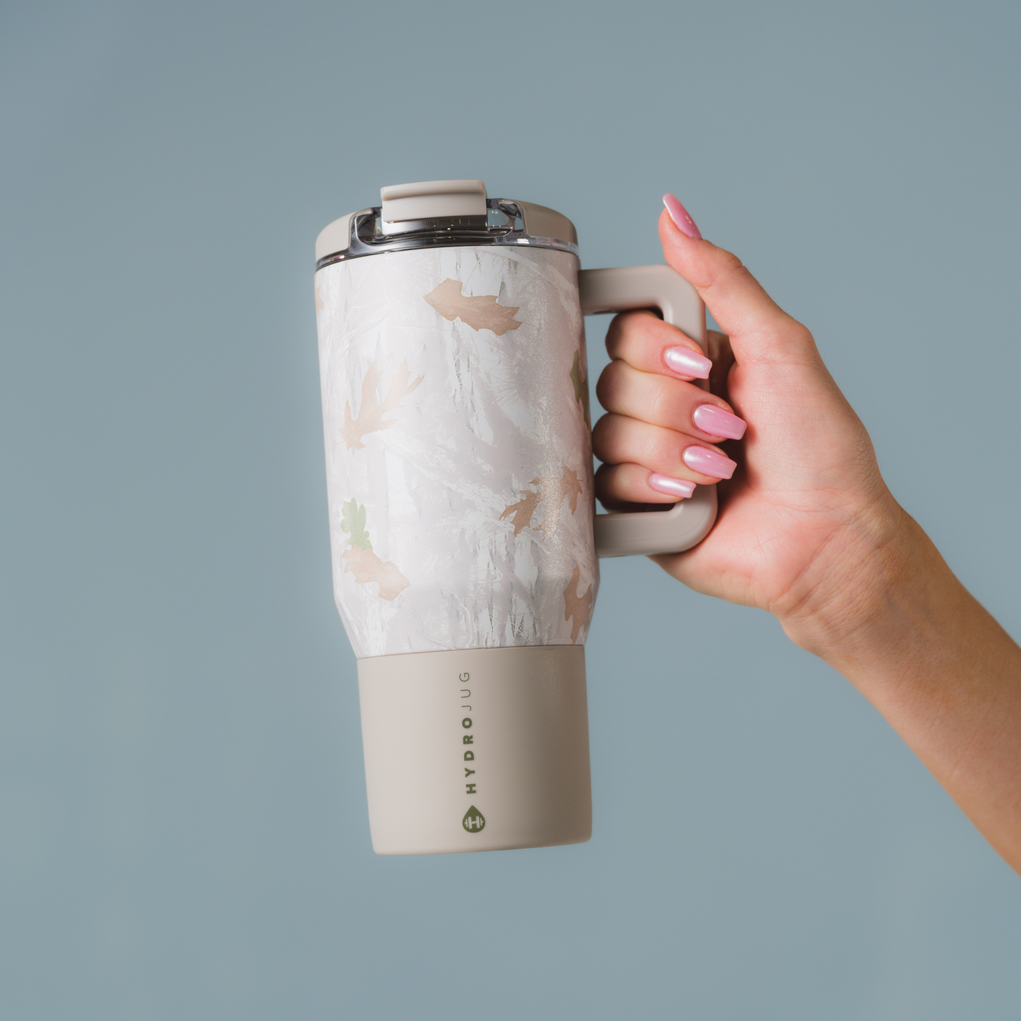 HydroJug Camo Coffee Traveler 20oz with Handle and Flip-Top Lid