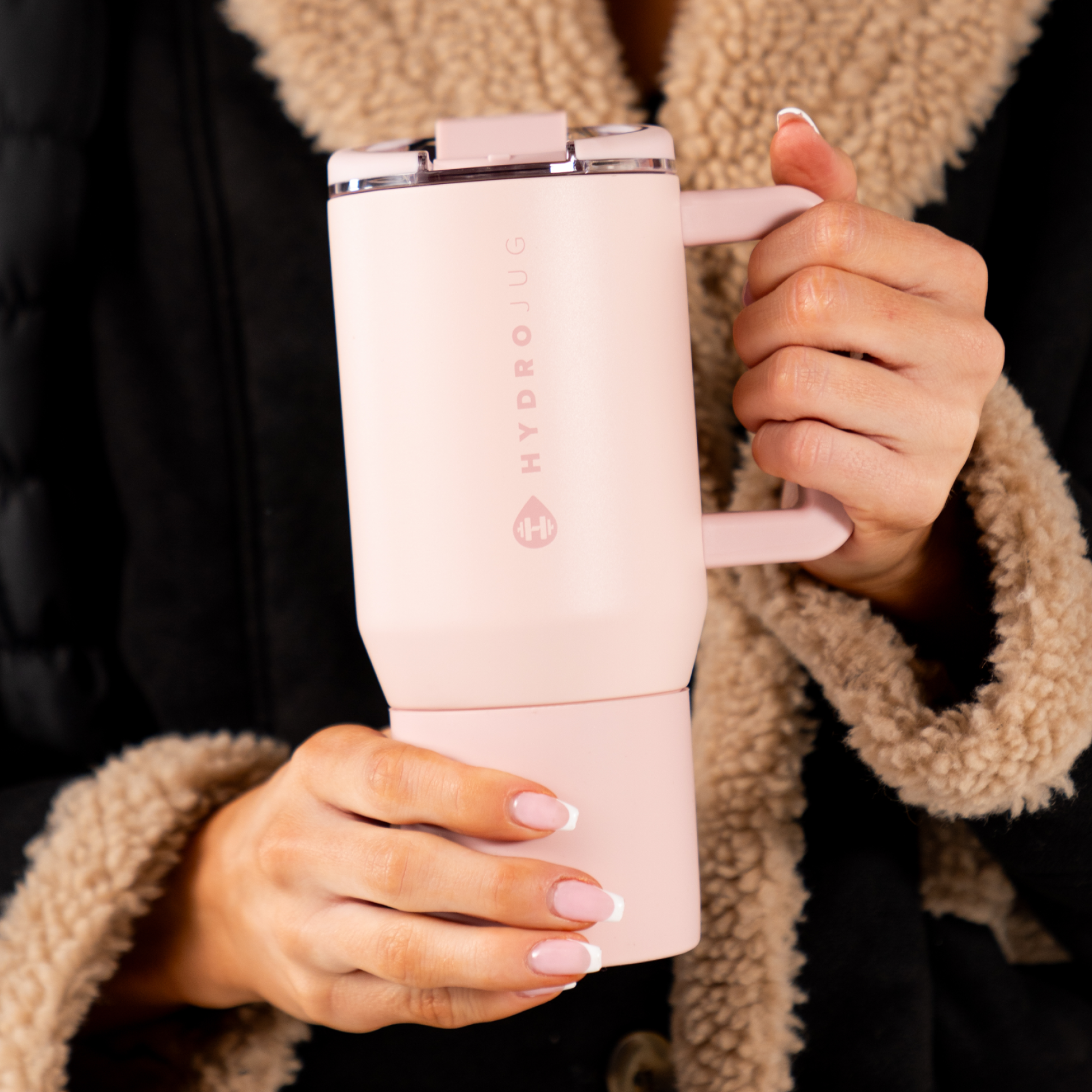 HydroJug Dusty Rose Coffee Traveler 20oz with Handle and Flip-Top Lid