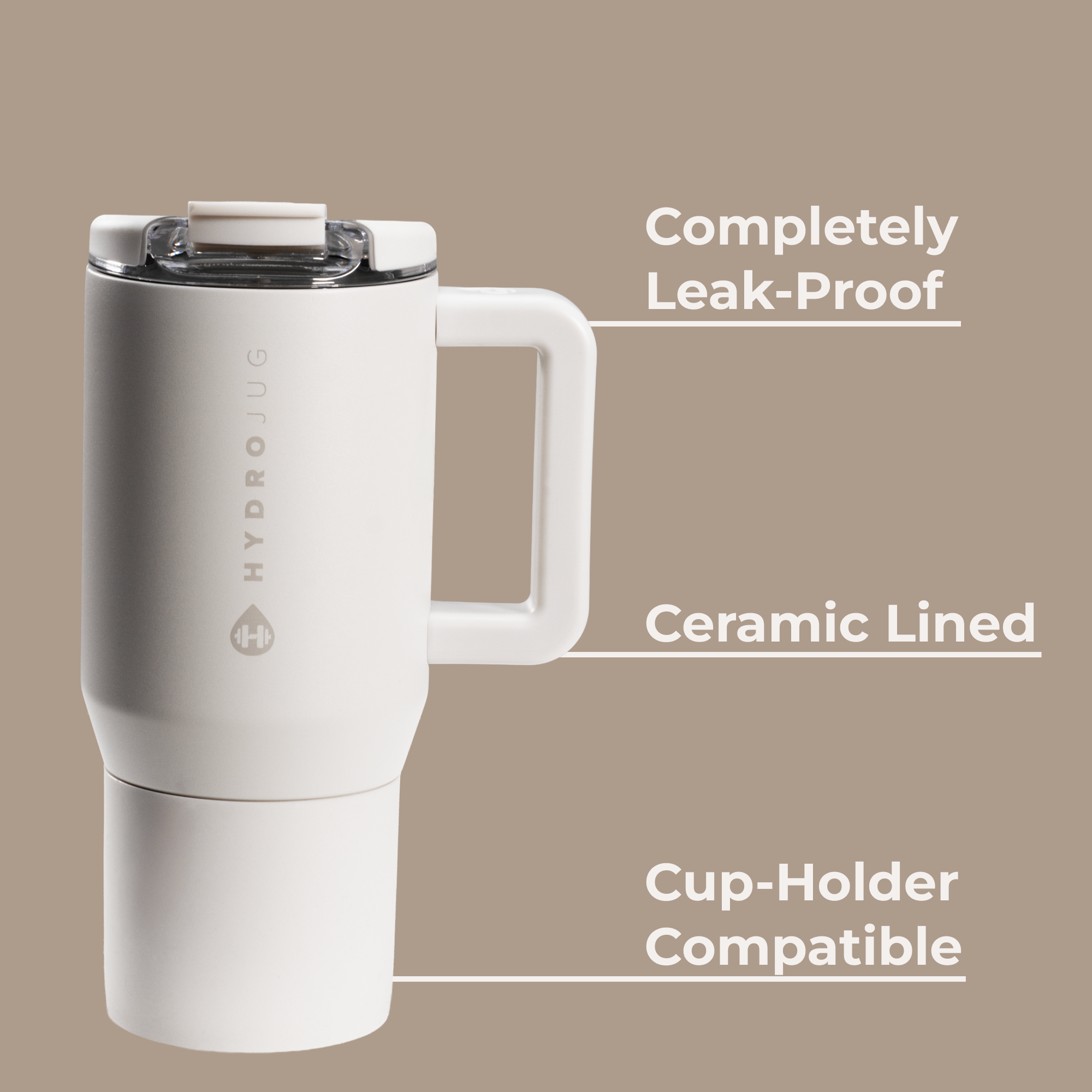 Linen Coffee Traveler 20oz with Leak-Proof, Cup Holder Fit, Ceramic-Lined Design