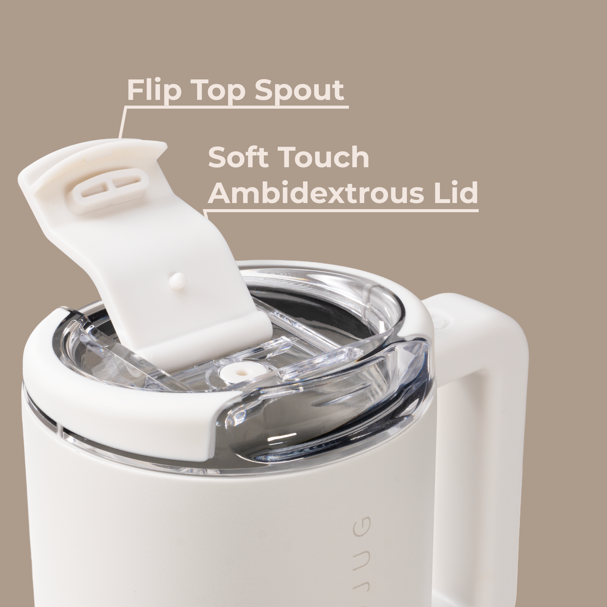 Linen Coffee Traveler 20oz with Flip-Top Spout and Ambidextrous Lid