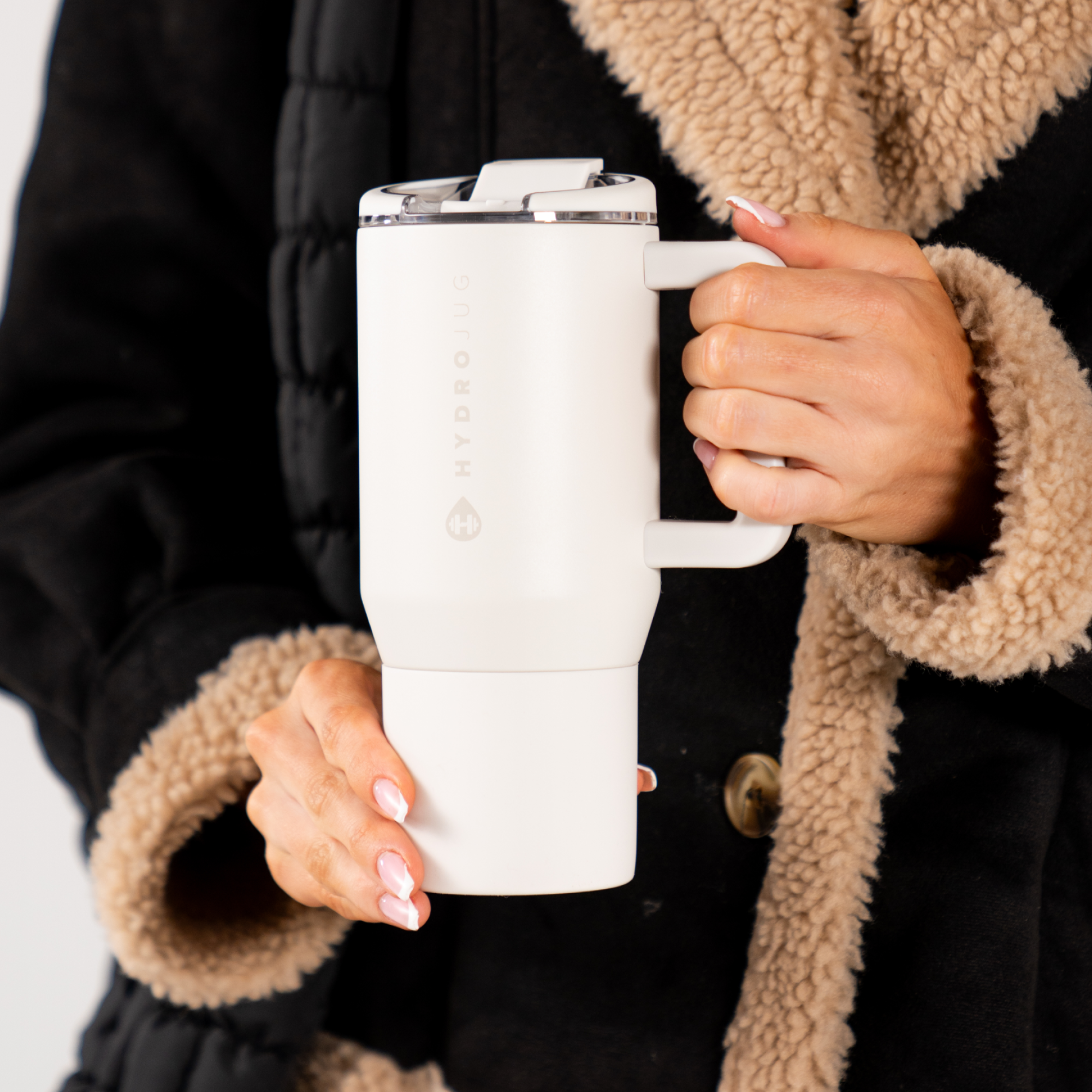 HydroJug Linen Coffee Traveler 20oz with Handle and Flip-Top Lid