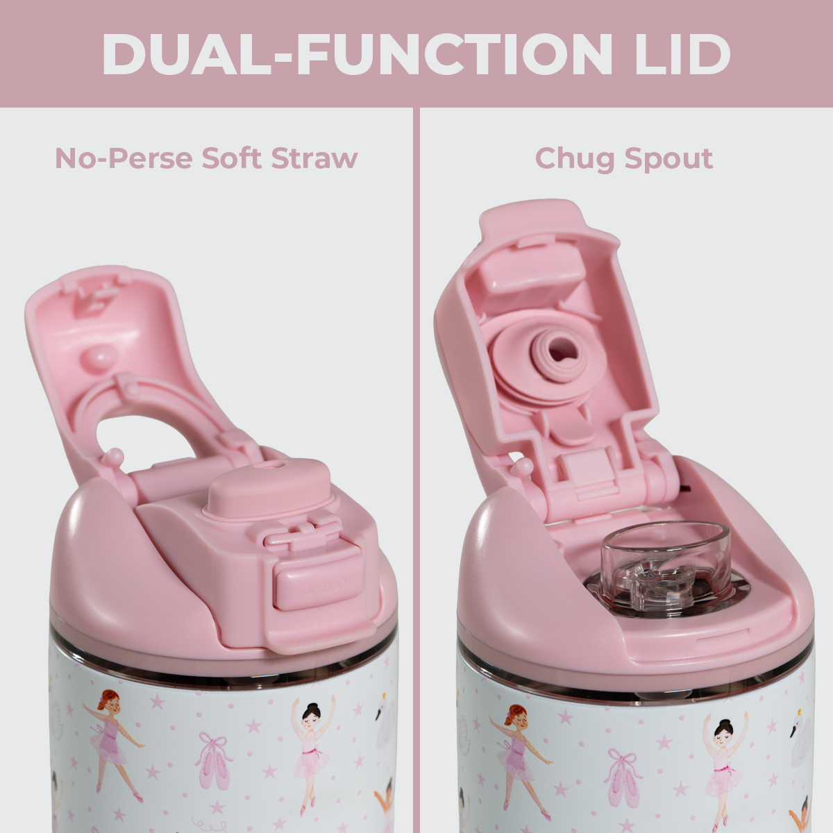 Ballerina 14oz Ease2o Lid: Soft Straw and Chug Spout Options