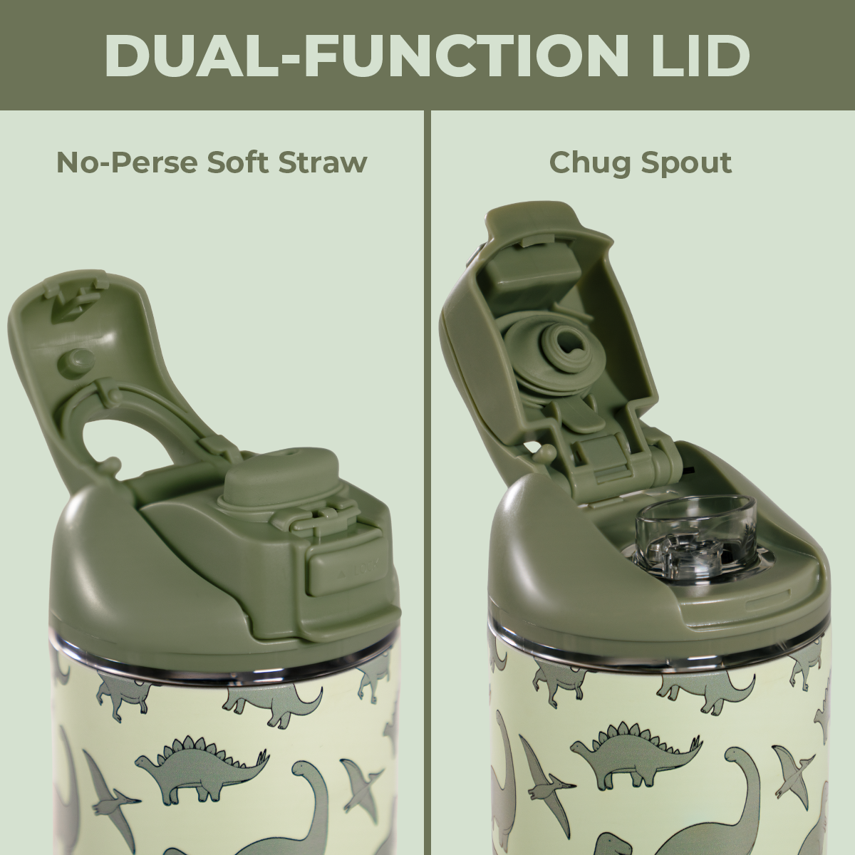 Dinosaur 14oz Ease2o Lid: Soft Straw and Chug Spout Options