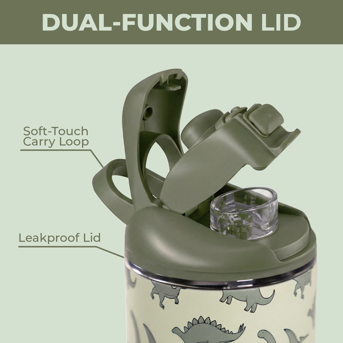 Dinosaur Ease2o 14oz Dual-Function Lid with Soft-Touch Carry Loop