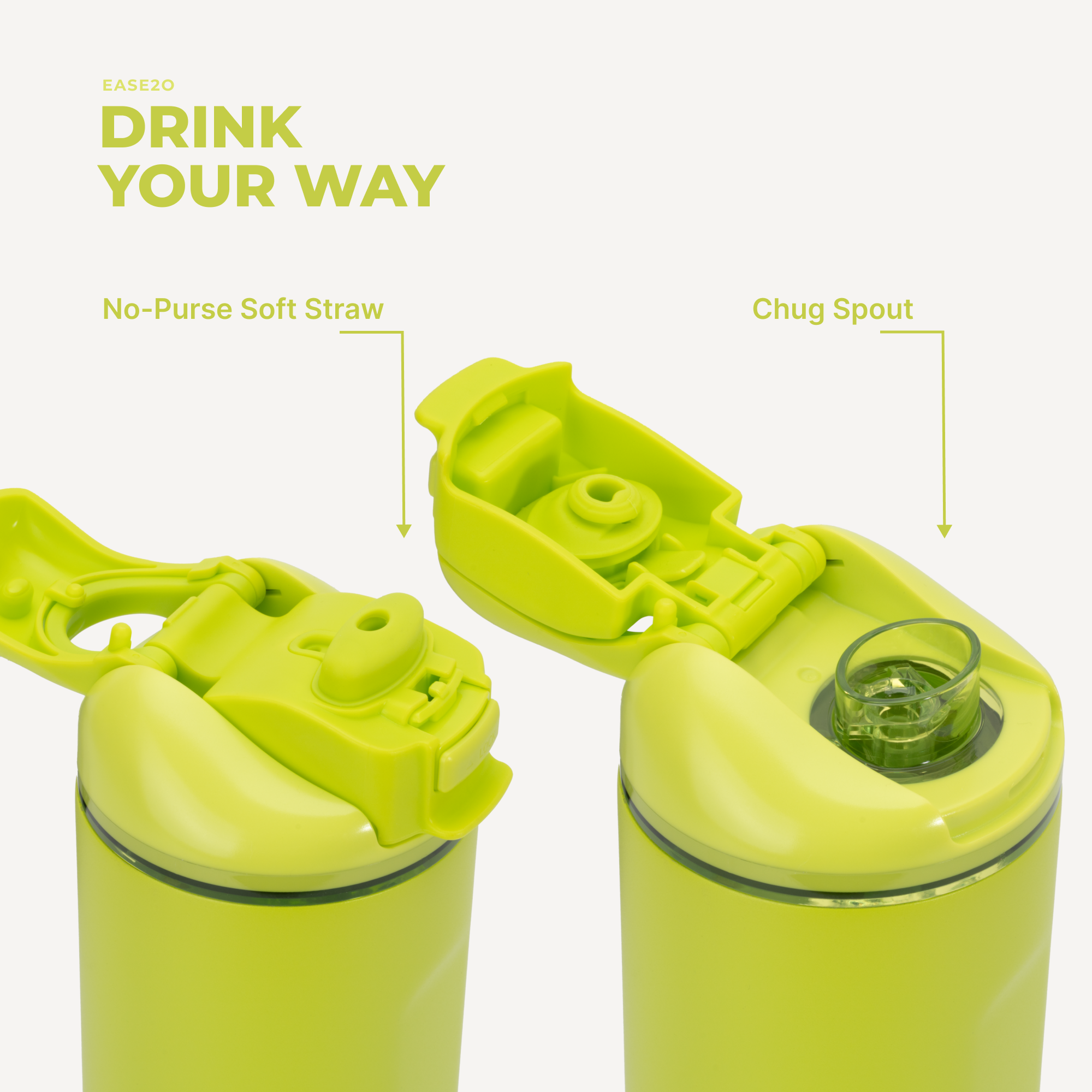 Lemon Lime 24oz Ease2o Lid: Soft Straw and Chug Spout Options
