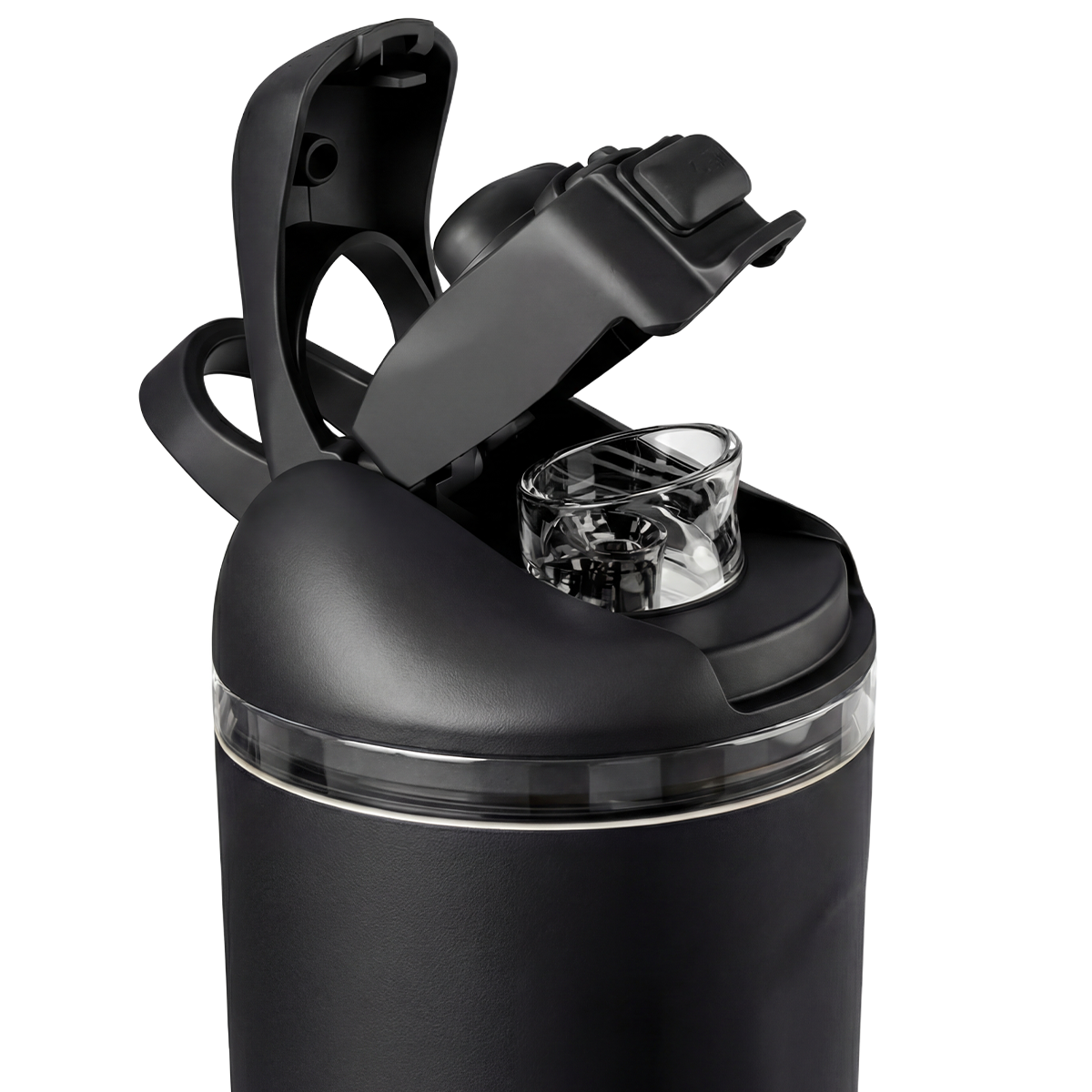 Close-up of HydroJug Ease2o Straw and Chug Lid in Black 32oz