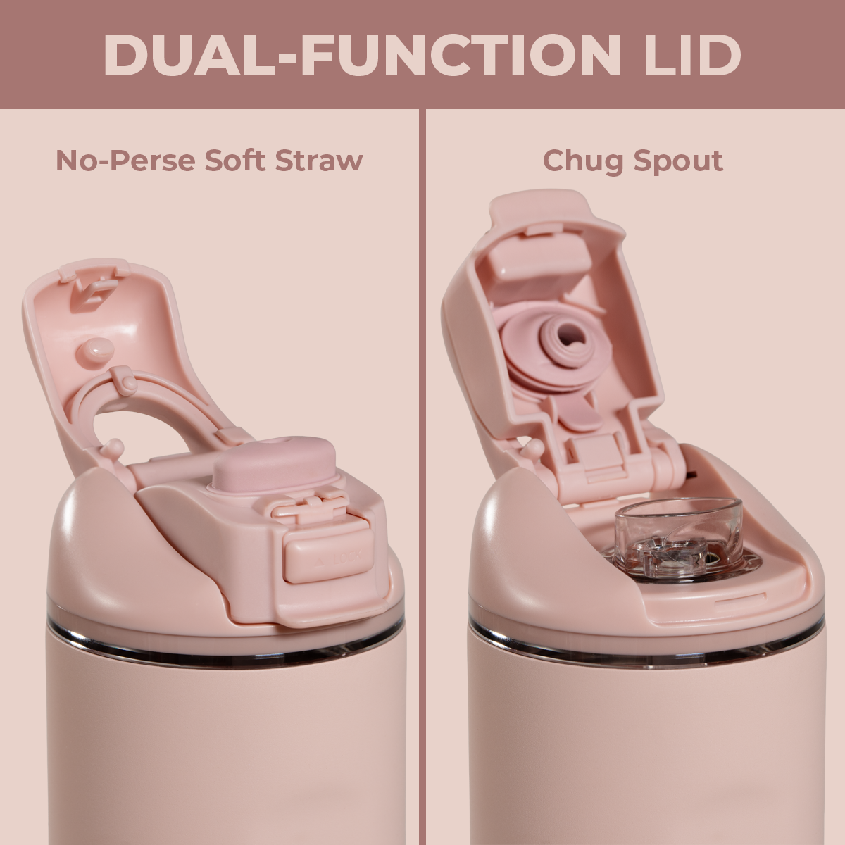 Dusty Rose 32oz Ease2o Lid: Soft Straw and Chug Spout Options