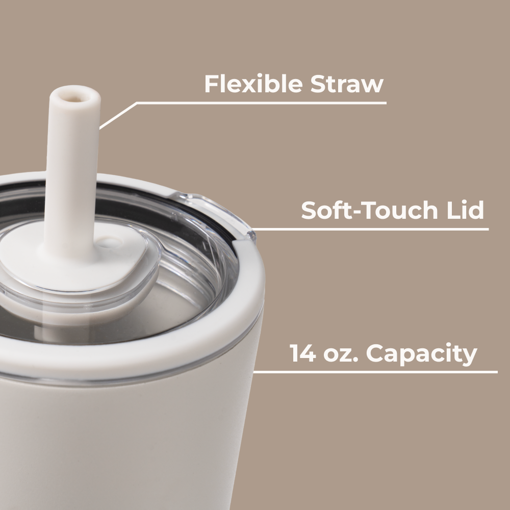 Linen Everyday Tumbler 14oz with Flexible Straw and Soft-Touch Lid