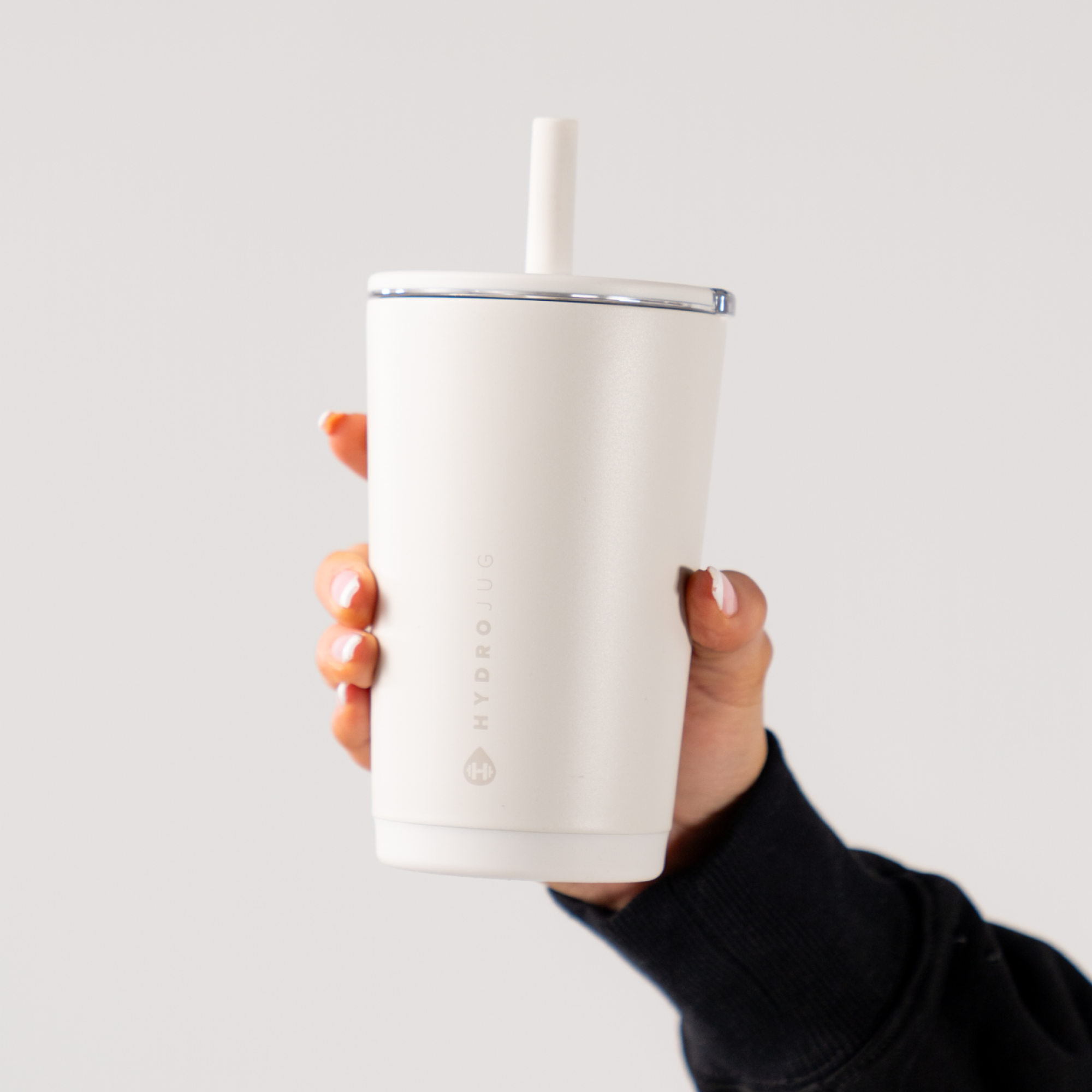 Hand Holding HydroJug Linen Everyday Tumbler 14oz