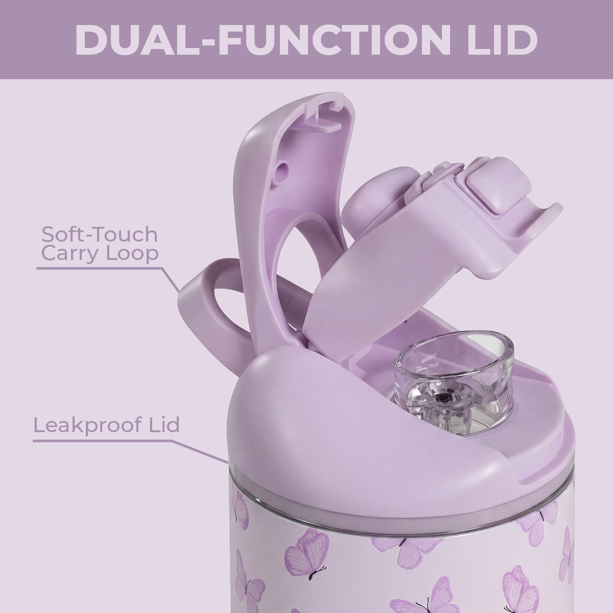 Flutter Ease2o 14oz Dual-Function Lid with Soft-Touch Carry Loop 