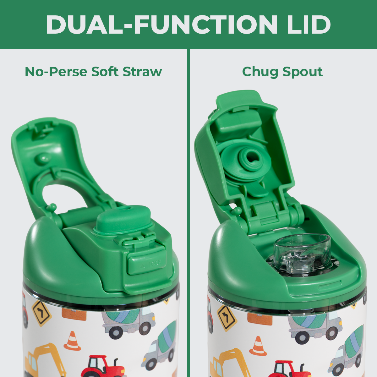 Under Construction 14oz Ease2o Lid: Soft Straw and Chug Spout Options