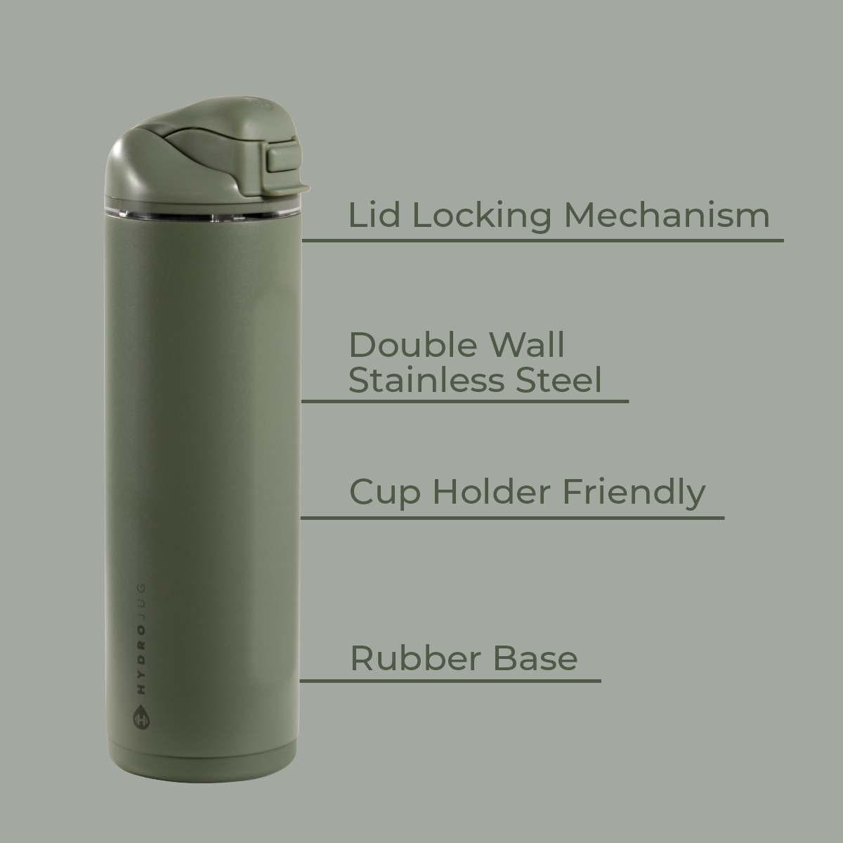 Courtyard 24oz Ease2o Features: Locking Lid, Stainless Steel, Rubber Base