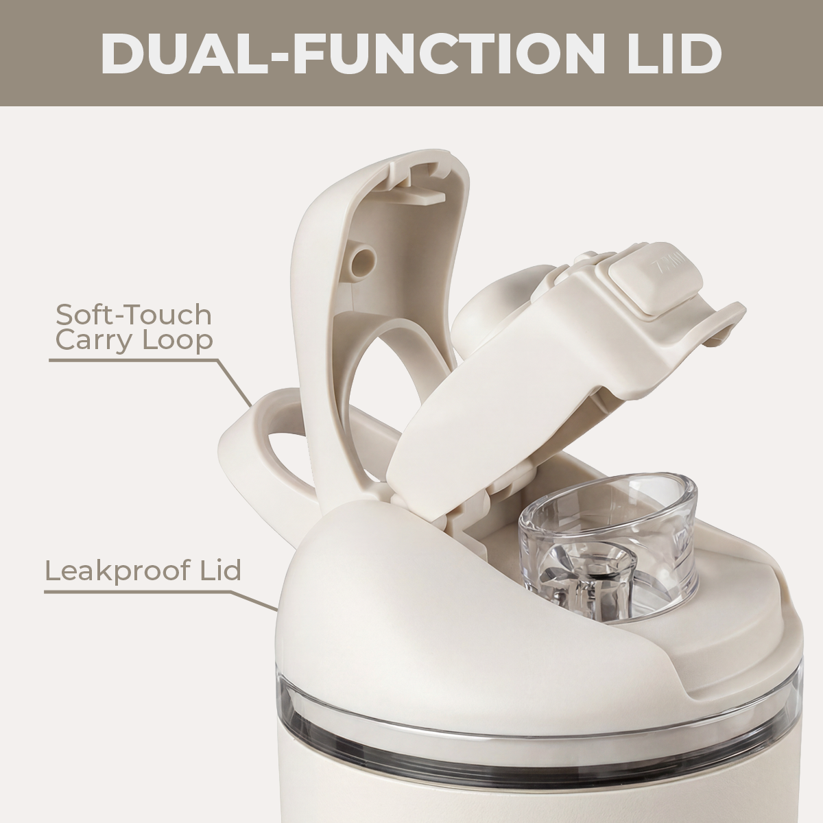 Linen Ease2o 24oz Dual-Function Lid with Soft-Touch Carry Loop 