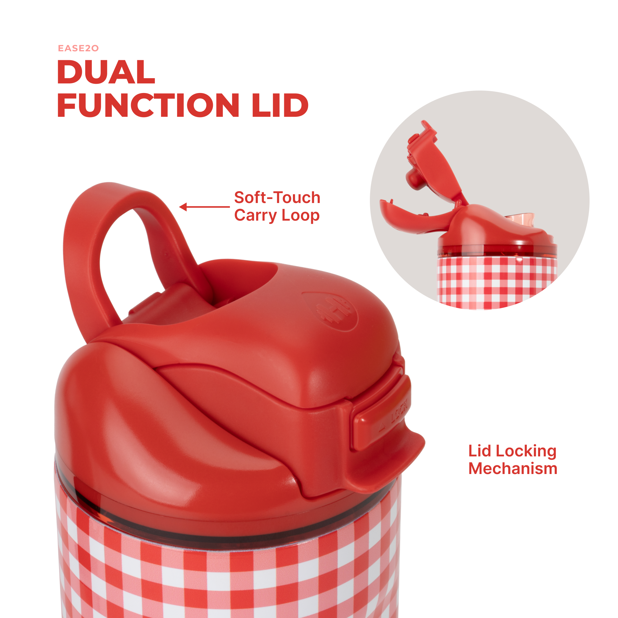 Summer Picnic Ease2o 24oz Dual-Function Lid with Soft-Touch Carry Loop 