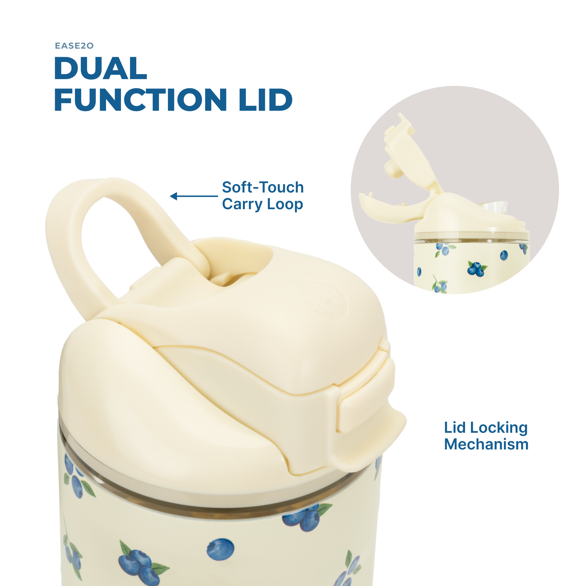 Freshly Pick'd 32oz Ease2o Lid: Soft Straw and Chug Spout Options